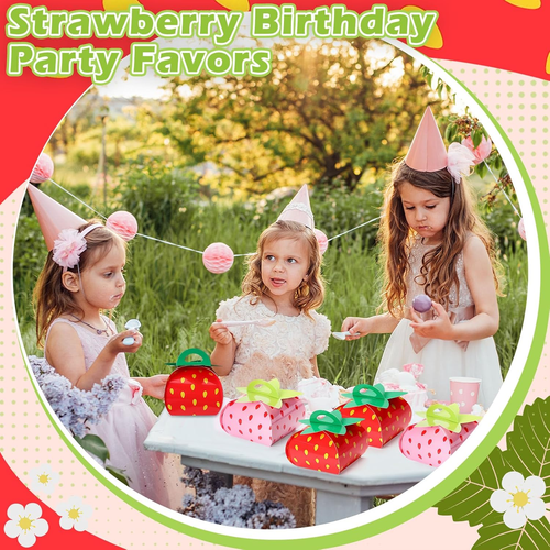 36PCS 3D Strawberry Favor Boxes - Mini Treat Bags for Summer Party & Baby Shower - Picture 4 of 12