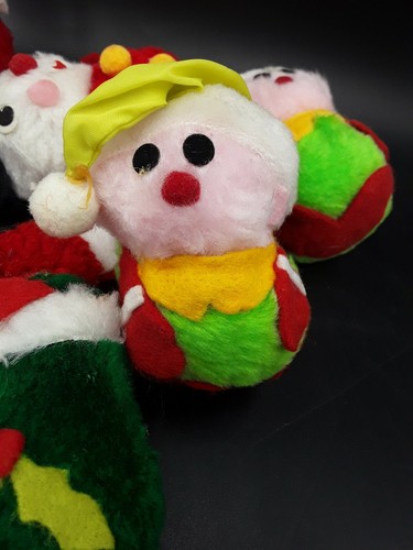 Juego de 7 adornos navideños vintage hechos a mano de felpa y fieltro de Santa, elfos, ratón - Imagen 11 de 12