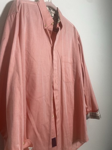 CAMISA DE NEGOCIOS PARA HOMBRES BURBERRY CORAL CUADROS ABATIBLE MANGA LARGA LONDRES BRITT L AFILADA - Imagen 7 de 9
