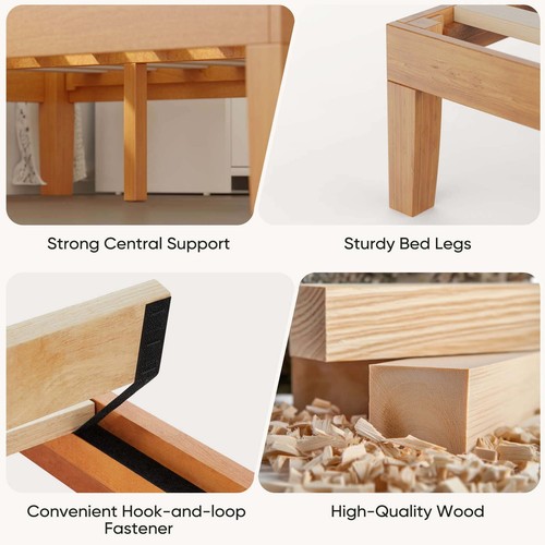 Wood Bed Frame, Bed Base with Wood Slat Support, No Box Spring Needed,Twin Size - Picture 5 of 7