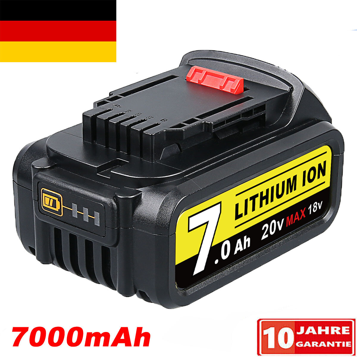 18V 7,0Ah Für DeWalt DCB184 Akku Li-Ion Ersatz DCB182 DCB181 DCB200-2 DCB205