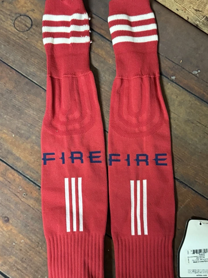 Calcetines Adidas Chicago Fire MLS FC, 2011/2012, Rojo Azul, Hombres XL Sobre la Rodilla Foto 2 de 4