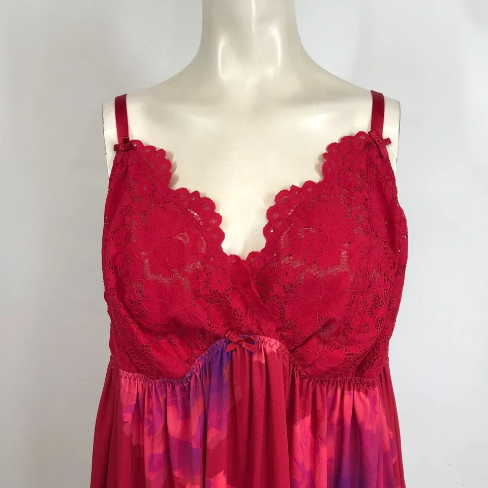 CACIQUE - LENCERÍA NOCTURNA MUJER 18/20 - CUELLO EN V ROJO Y MORADO MEZCLA NYLON Foto 2 de 4