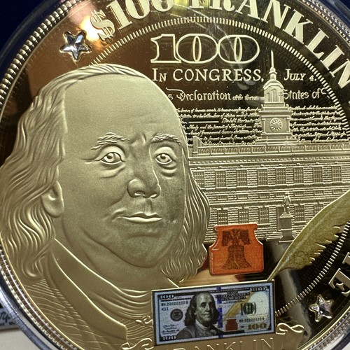 BIG 2013 $100 Franklin 2009-2009A Federal Reserve Note 100mm 330g Coin Medallion - Bild 2 von 3