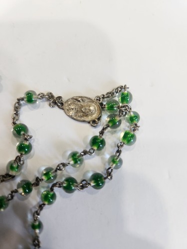 Vintage Rosary Sterling Silver-Green beads - Picture 4 of 8
