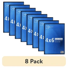 (8 Pack) MS 4X6 Front Loading Tabletop / Wall Picture Frame, Black..