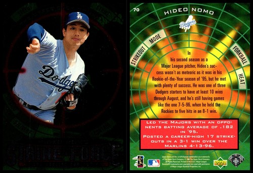 1996 Upper Deck Hideo Nomo #70 Los Angeles Dodgers Strike Force Insert - Picture 3 of 3
