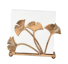 Modern Ginkgo Leaves Design Napkin Holder for Tables, Metal Paper Bronze