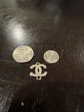 Chanel Connector zipper pull charm Stamped Sparkly Rhinestone And Gold