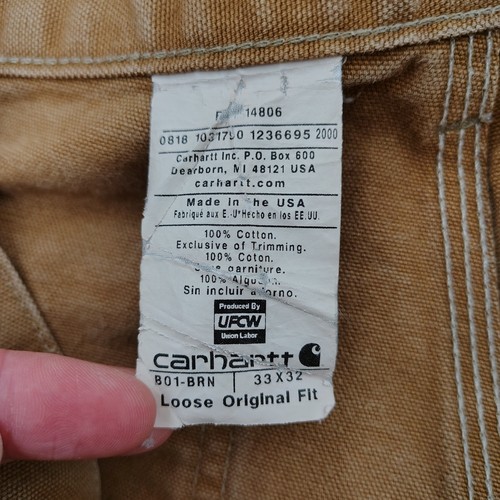 Carhartt Men's B01 Brown Canvas Double Knee Work Pants 33x32 Loose Original Fit - Picture 9 of 13