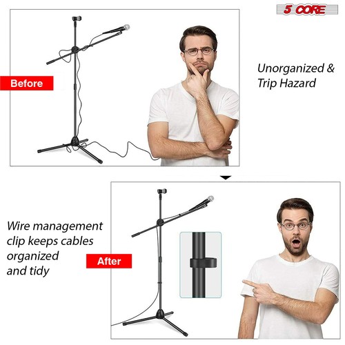 5 Core Microphone Stand Floor Height Adjustable w Extending Telescoping Boom Arm - Picture 9 of 60