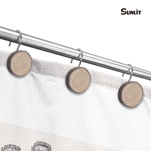 Farmhouse Wooden Slices Shower Curtain Hooks, Rustic Home Decorative Shower C... - Picture 4 of 5
