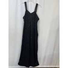 Lawrence Kazar Dress Size Lg Black 100% Silk Beaded Formal Evening Gown Vintage