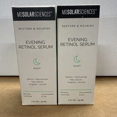 ( LOT OF 2 ) MDSolarSciences EVENING RETINOL SERUM 1 fl oz / 30 ML Facial SERUM 