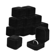 12 Pcs Velvet Ring Gift Boxes Black Earring Pendant Case Jewelry Display Box