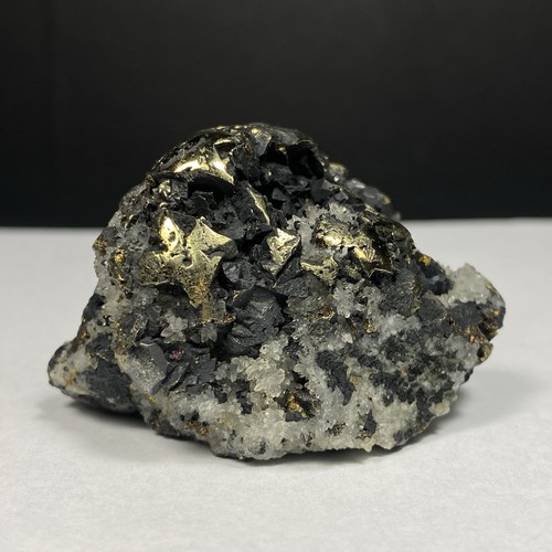 105GR BRILLIANT CLUSTER SPHALERITE CHALCOPYRITE QUARTZ - Picture 18 of 18