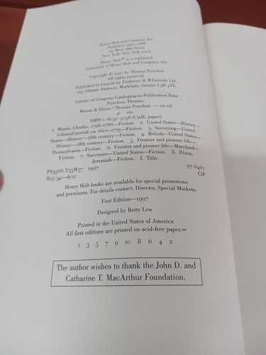 “Mason & Dixon”. First Edition. 773 Pages In This Book. Very Good C - Picture 17 of 23