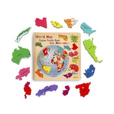 Geography Puzzle Book with Mnemonics  Magnetic World Map Puzzles f... Fast Ship