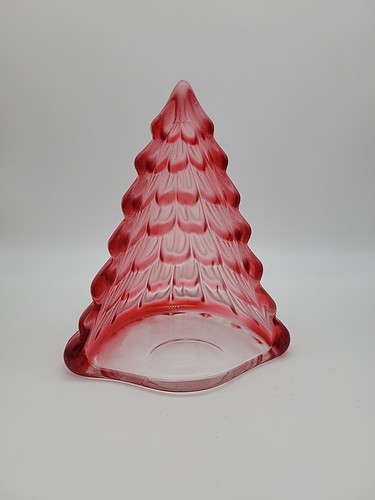 Mikasa Frosted Glass Christmas Tree Red Winter Dreams Tealight Candle Holder 6" - Picture 3 of 4
