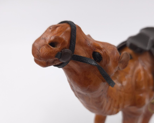 Vintage Leather Wrapped Standing Camel with Saddle Figurine 8" x 7” - Picture 3 of 4
