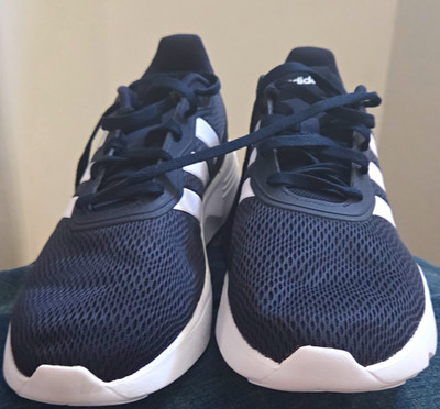 adidas Cloudfoam Men s Black/White Mesh Lace-Up Low Top Sneakers Rubber