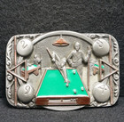 Wh05144 *Nos* Fantastic Vintage 1990 *Pool* Bar Sports Mens Pewter Belt Buckle