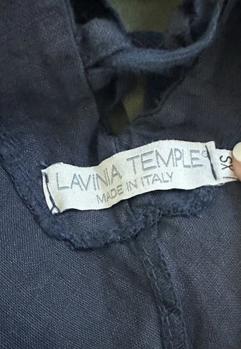 Lavinia Temple Lagenlook Italian Linen Maxi Dress XS Navy Minimalist Beachy - Picture 9 of 10