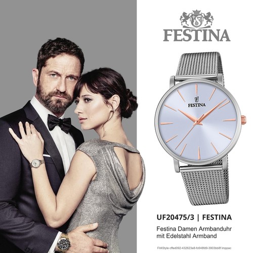 Festina Damen Uhr F20475/3 Stahl Armband-Uhr Ladies Classic silber UF20475/3 - Bild 5 von 8
