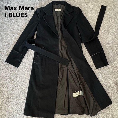 Max Mara iBlues Wool Long Coat L Navy Virgin Wool Excellent Condition