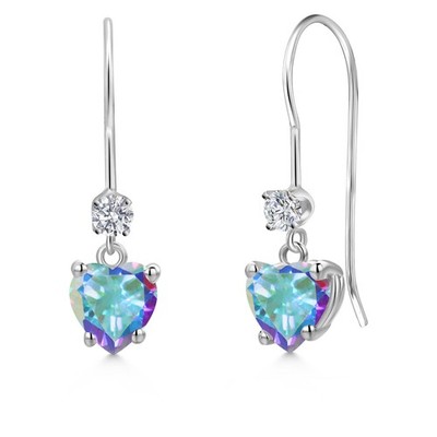 14K White Gold Mercury Mist Mystic Topaz and Lab Grown Diamond Earrings for
