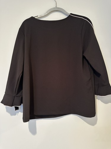 Chico's Damen Bluse schwarz 3/4 Schleifenärmel mit lila Borte Größe 3/XL - Bild 2 von 4