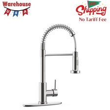 Kitchen Sink Faucet Pull Down Sprayer High Arc Single Handle Brushed Nickel