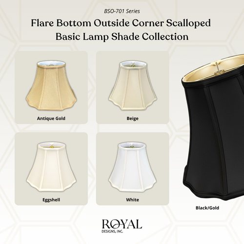 Royal Designs Inc Flare Bottom Outside Corner Scallop Lamp Shade Multiple Colors - Picture 110 of 118