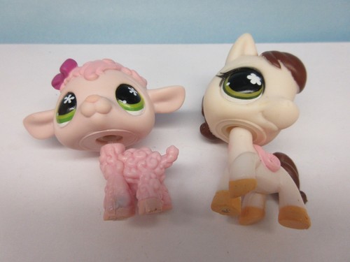 LITTLEST PET SHOP #584 585 CREMEFARBENES PFERD & ROSA SCHAFE KOMPLETTES RARITÄT ZUBEHÖRSET - Bild 13 von 14