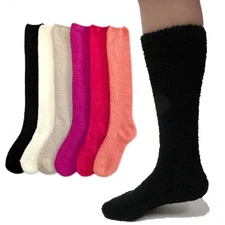 12 Pairs Fuzzy Socks Women Girl Long Knee High Cozy Winter Slipper Warm Lot 9-11