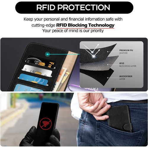 For OnePlus Nord 5 / CE5 Case, Leather Wallet Flip Stand RFID Block Phone Cover - Picture 4 of 14