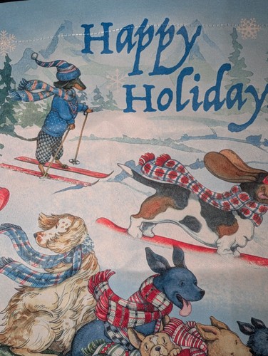 "Happy Holidays" Double-Sided Garden Flag Featuring Winter Scene w/Dogs - Picture 3 of 4