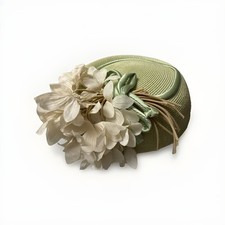 Sage Green Fascinator hat with hydrangeas