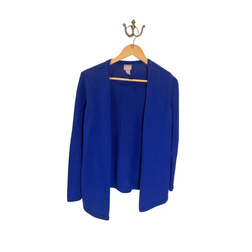 Chico's Women's Blue Open Front Knit Cardigan Sweater Elegant Layering Piece - Picture 1 of 7