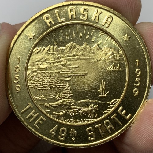 1959 Alaska $1 Trade Token 49th State Commemorative Coin Fairbanks, Alaska - Picture 11 of 14