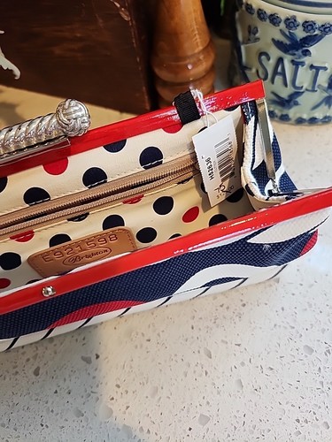Brighton Handtasche Clutch maritim rot weiß blau Kette - Bild 7 von 16