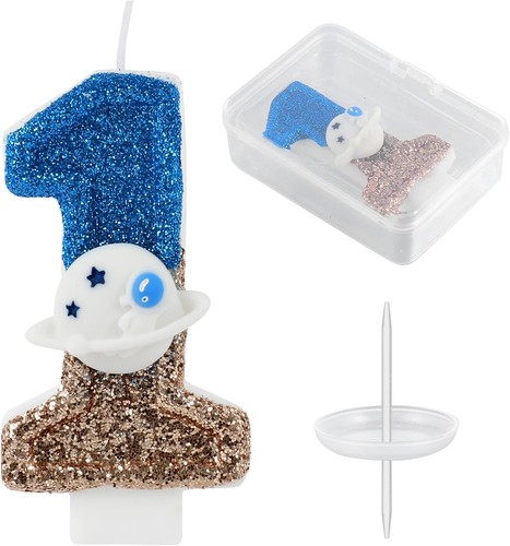 Space Birthday Candle Astronaut Blue Number 1 Outer 1, - Bild 1 von 6