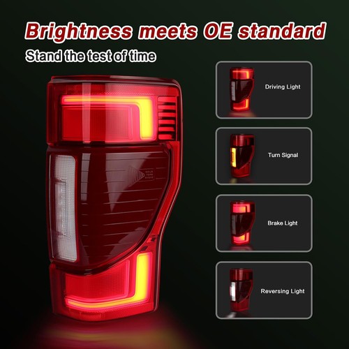 Luces traseras LED compatibles con Ford F250 F350 Super Duty 2020 2021 2022 rojo  - Imagen 5 de 6