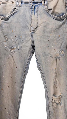 Dead Than Cool Men's Distressed Light Wash Jeans with Paint Splatter Size 32/32 - Picture 2 of 12