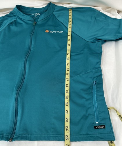 Jockey Dignity Health Zip Up Jacket Large Green Pocketed Scrub Medical Workwear - Picture 11 of 14