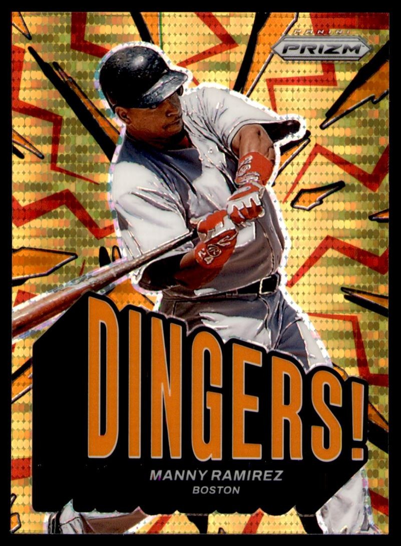 Manny Ramirez /399 #4 2025 Panini Prizm Dingers Orange Pulsar Prizm Red Sox Card