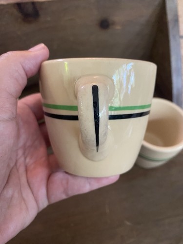 4 Vtg Rare MCM Restaurant Ware Inca Ware Green/Black Stripe Coffee Tea Diner Mug - Picture 3 of 9