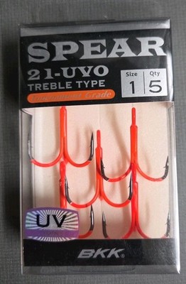 BKK Spear-21 UVO #1 Treble Hooks Tournament Grade FREE SHIPPING 