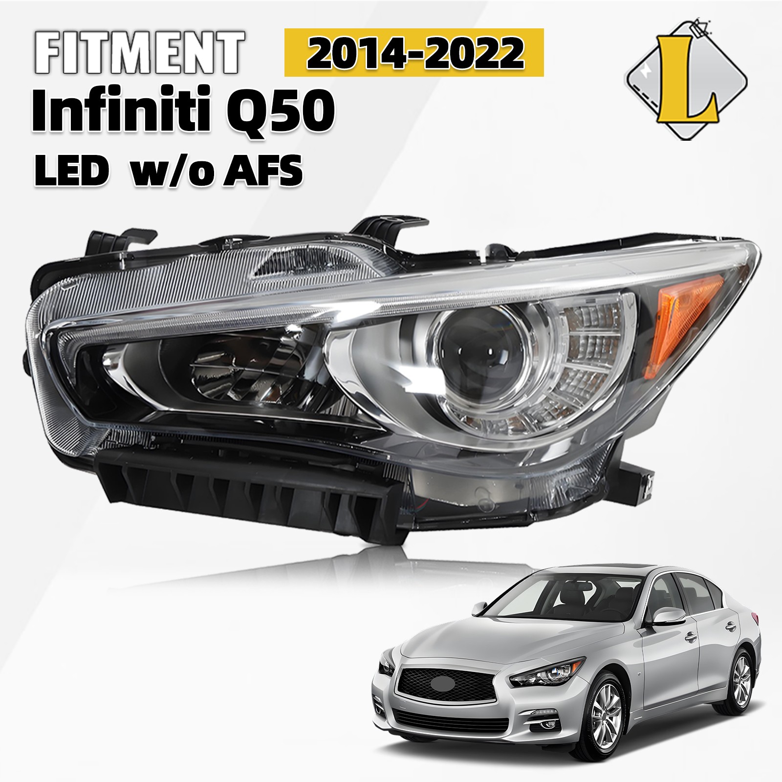 For 2014-2022 Infiniti Q50 LED Headlight Assembly Left Driver Side W/O AFS