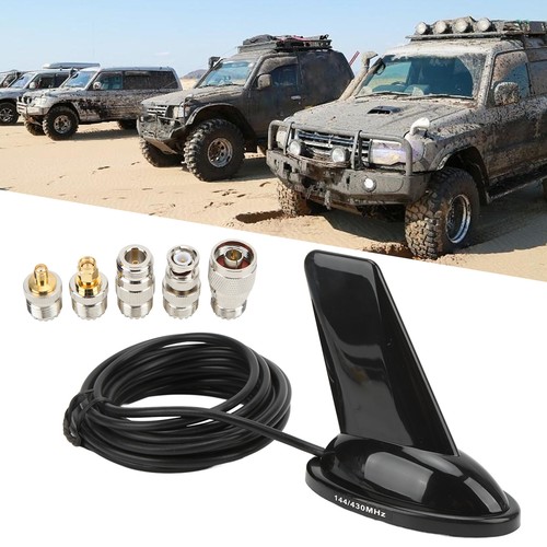 ༝Mobile Radio Fin Antenna With 5 Adapters 5m Cable Dual Band 136‑174MHz - Photo 2/12